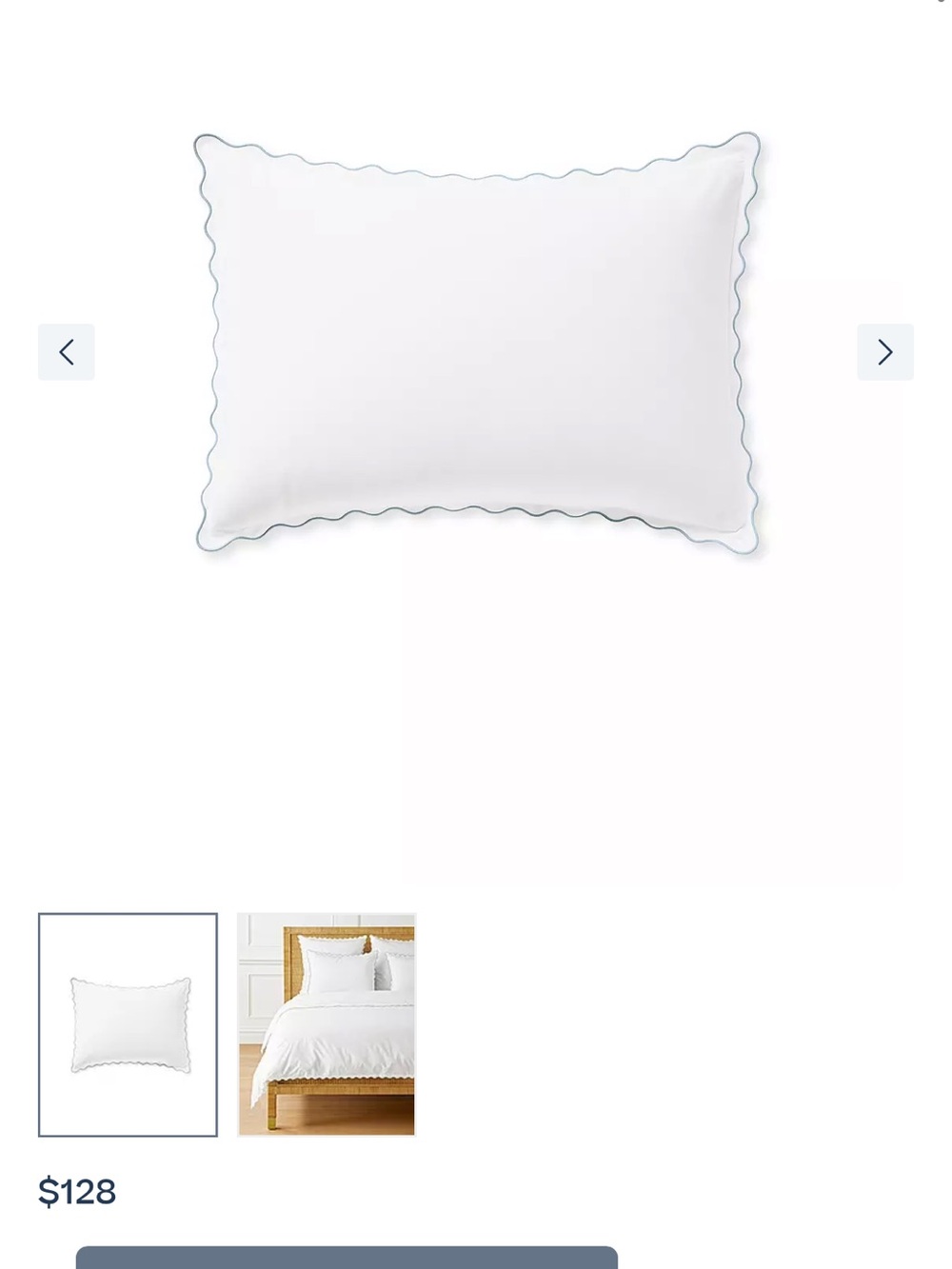 Serena & Lily White Pillow Sham with Scalloped Edge